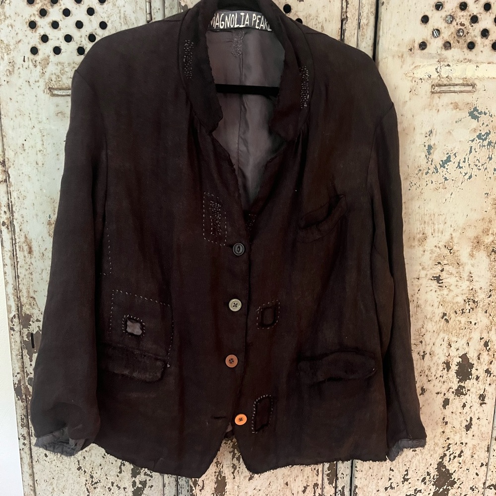Magnolia Pearl Brown Jacket with Unique Button Details